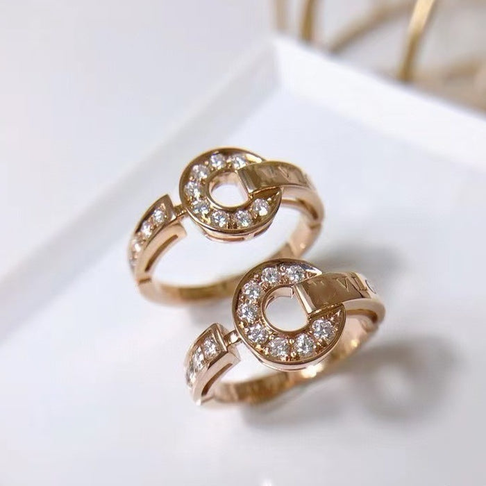 Wholesale Ring electroplated rose gold full diamond couple ring for men and women