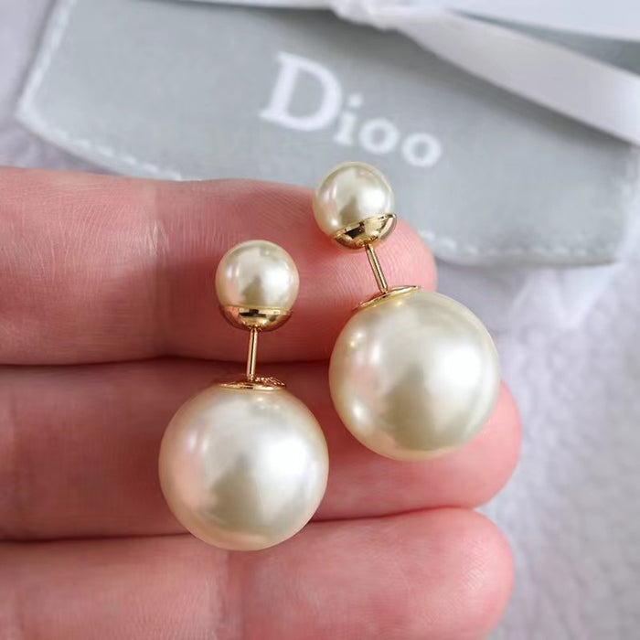 Wholesale Pearl silver earring with double-sided pearl earrings in front and back
