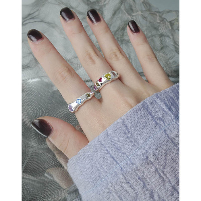 Wholesale Versatile design sense of light luxury, contrasting zirconia open ring, pure silver