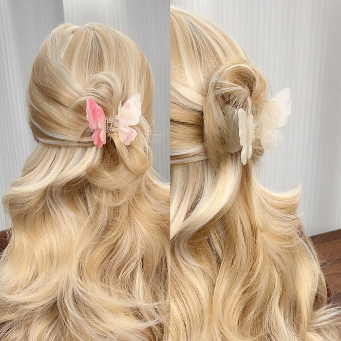 Wholesale Trendy Double-Layer Butterfly Hair Clip Acrylic Hair Accessory