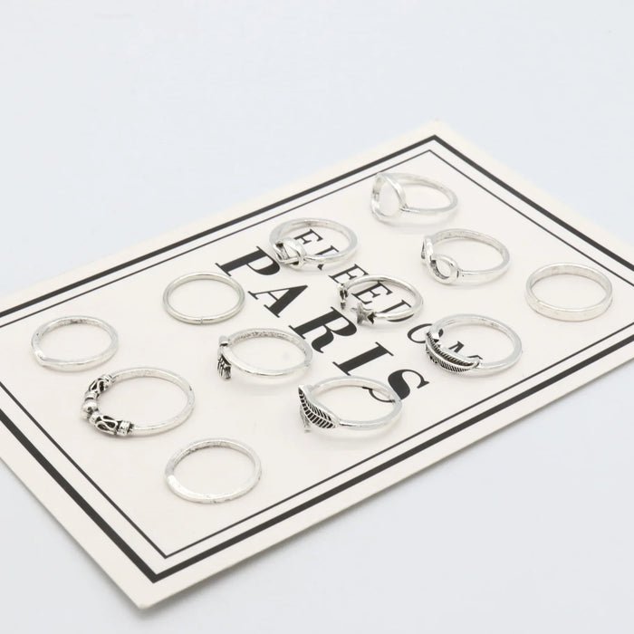 Wholesale Retro minimalist leaf knot ring ring