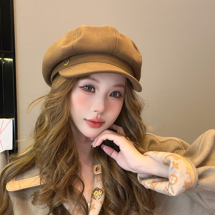 Wholesale Hat Women's Retro Octagonal Hat Versatile Beret Literary Newspaper Children's Hat