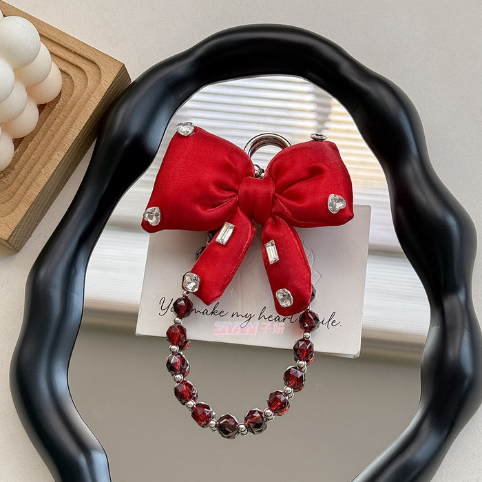 Wholesale Pearl String Bow Shiny Baroque Mobile Phone Hanging Pendant Keychain