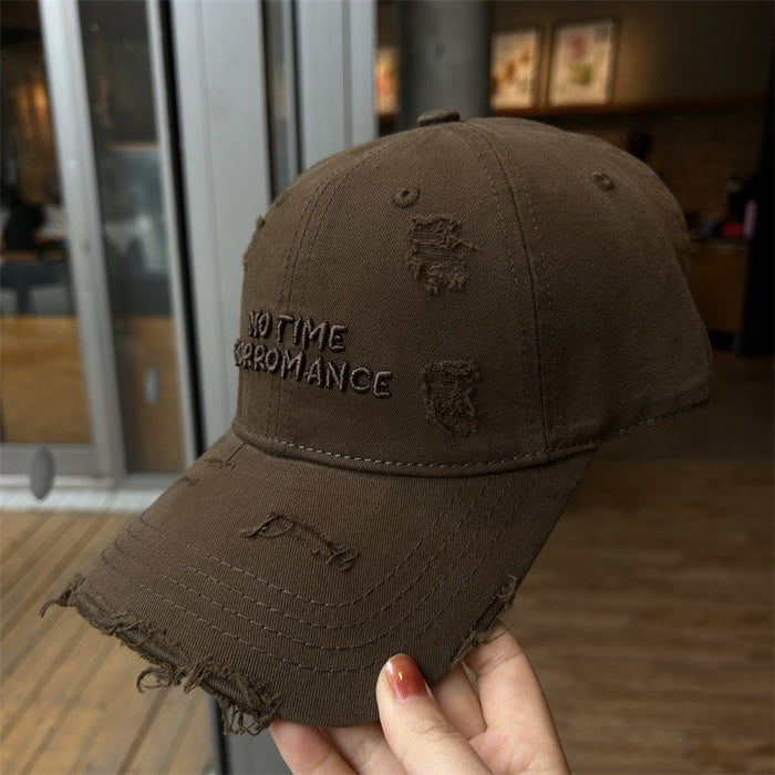 Wholesale Holed Baseball Cap Women's Letter Embroidered Cap large Wide Brim Soft Top