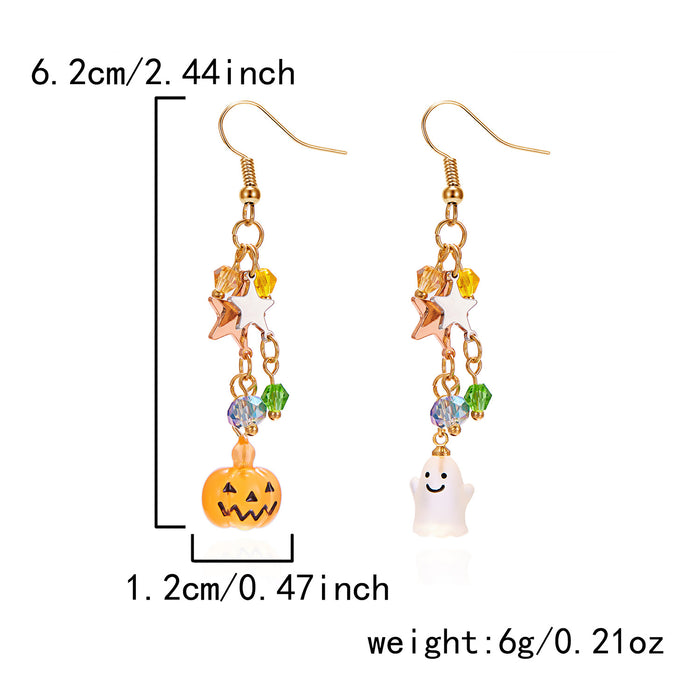 Wholesale  earrings for women creative personality five-pointed star asymmetric pumpkin ghost  party earrings