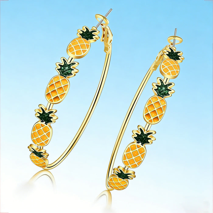 Wholesale Alloy Fruit Earrings with Pineapple Design Hanging Plating Jewelry Accessory