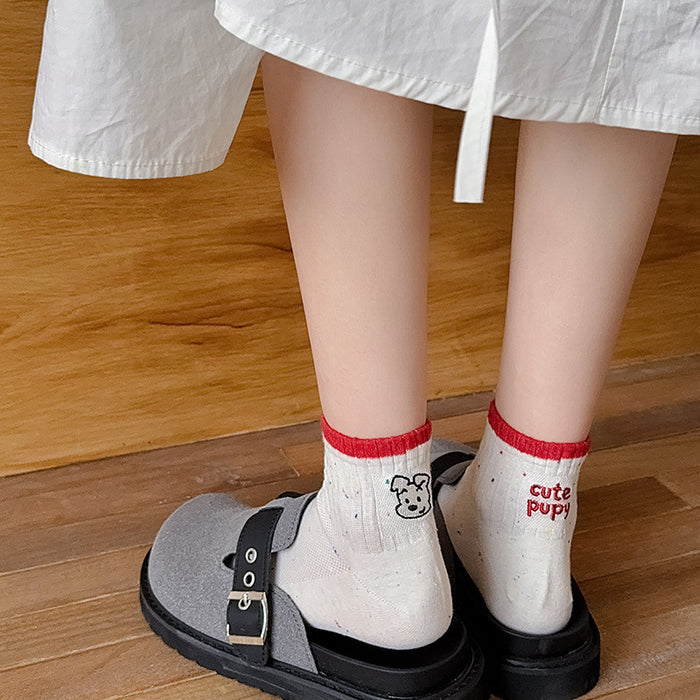 Wholesale Cartoon embroidery fashionable combed cotton short socks low top cotton socks