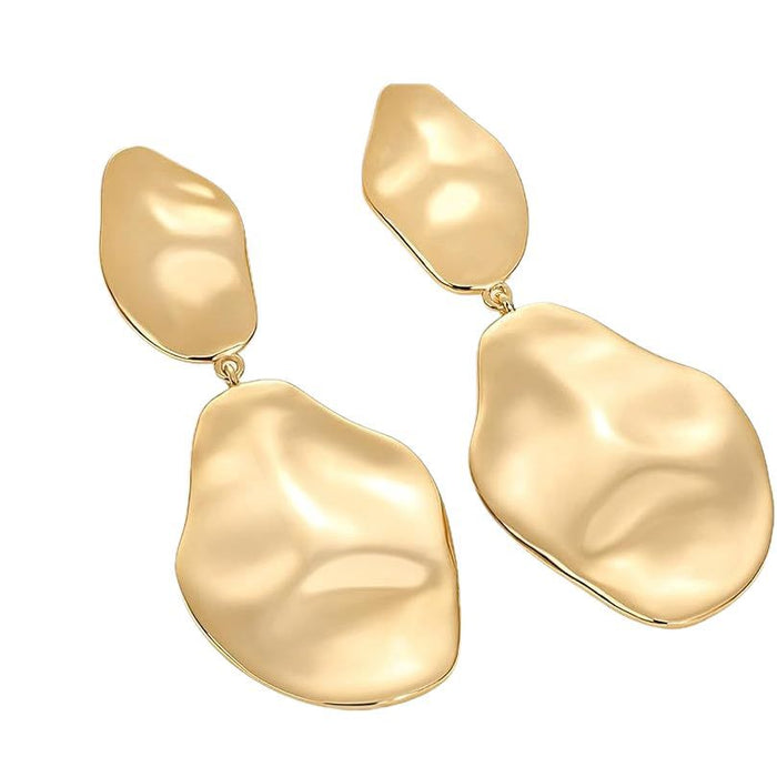 Wholesale Genuine gold plated personalized trendy geometric shape striking surface earrings with fashionable temperament