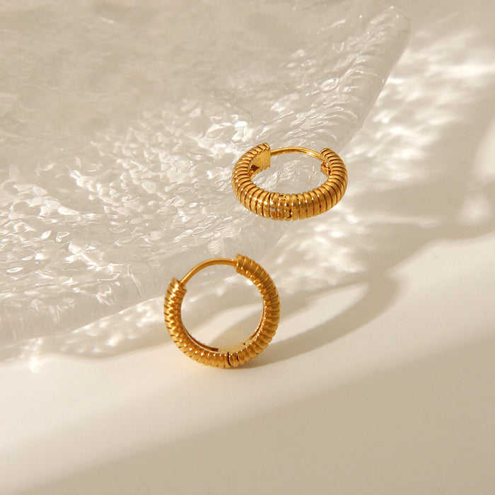 Wholesale  Titanium Steel Ear Ring  Stripe Touch Buckle Earrings  Stainless Steel Jewelry Earrings