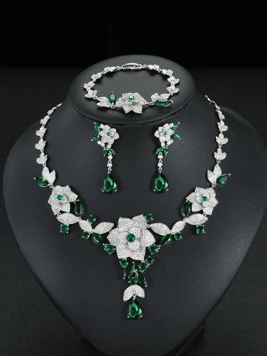 Wholesale Three-Piece Set Necklace Earrings Bracelet Party Wedding Dress Bride Dress Jewelry