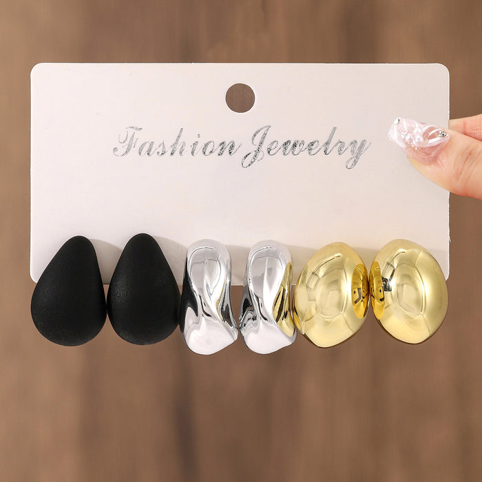 Wholesale Water droplet earring set macaron color niche high-end temperament ear accessory