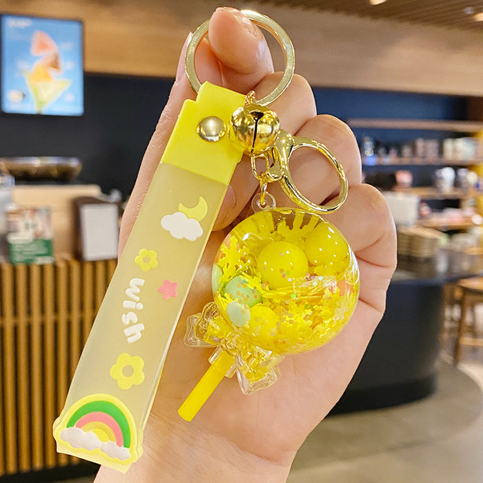 Wholesale Oil-flowing Quicksand Sakura Keychain