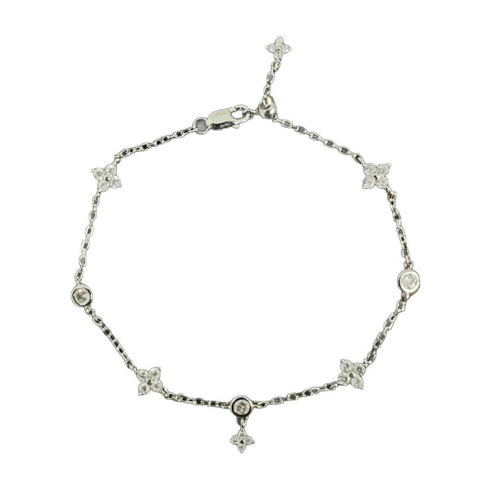 Wholesale S925 Sterling Silver Bracelet Four-leaf Flower Tassel Bubble Diamond Bracelet