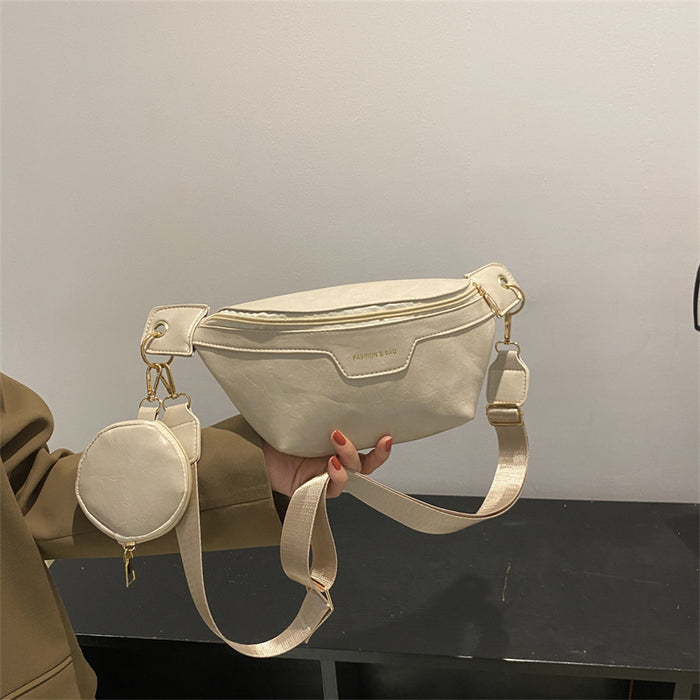 Wholesale New fashionable niche wide shoulder strap crossbody bag, casual zipper, casual texture, large capacity