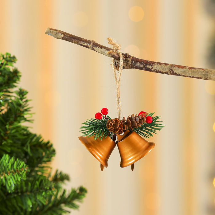 Wholesale Christmas Bell Door Hanging Bell Red Cone Pine Cone Wind Bell Christmas Tree Pendant Christmas Decorations