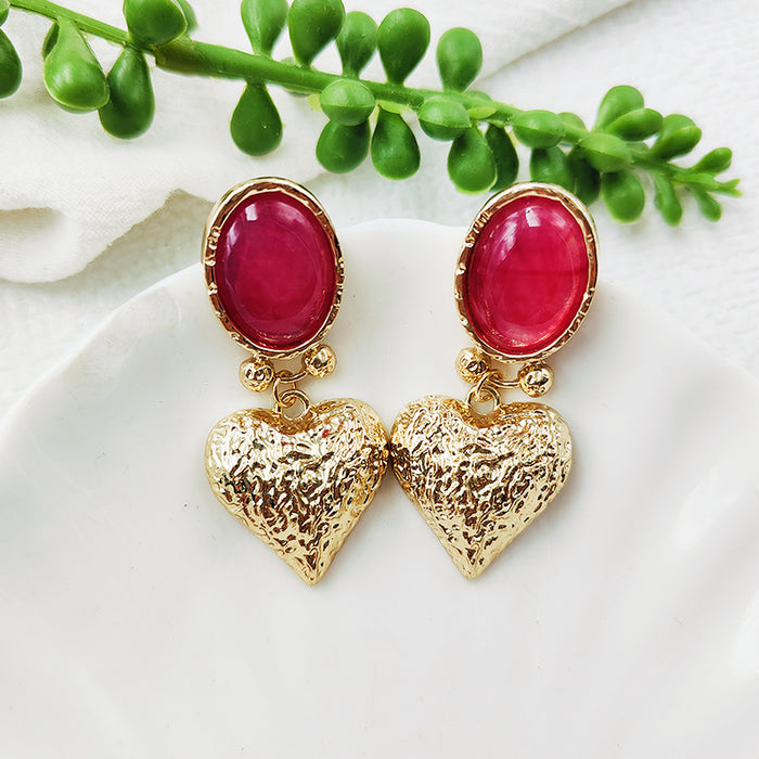 Wholesale Vintage Golden Rose Earrings Palace Style Transparent Flower Glass Earrings Niche Exaggerated Earrings Earrings C153