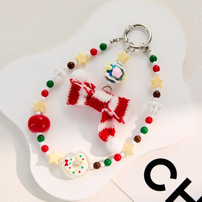 Wholesale Christmas Animal Beaded Keychains Bag Charm Keychain for Party Gift