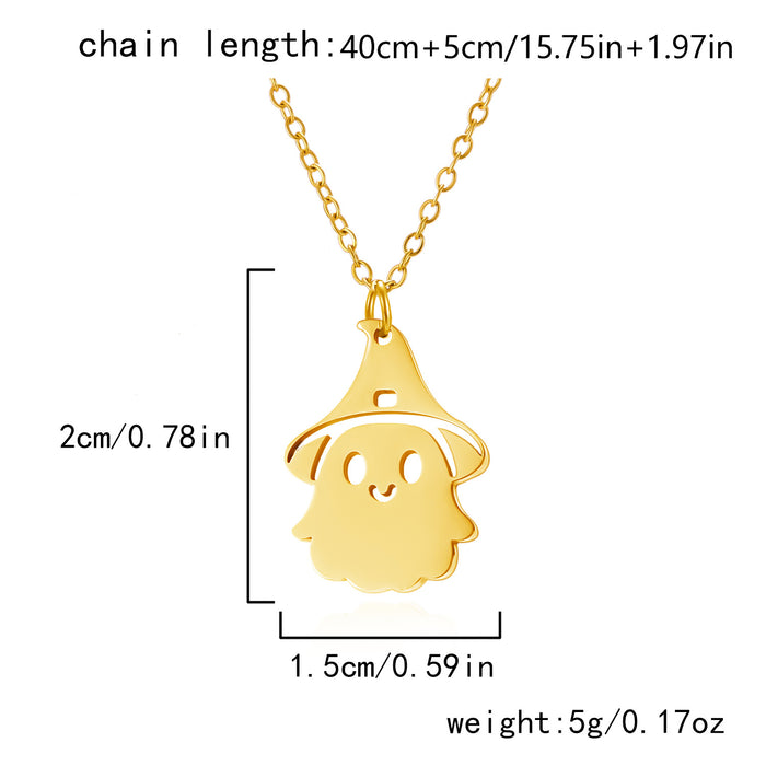 Wholesale  Element Titanium Steel Necklace Pumpkin Head Ghost Jewelry Pendant Personalized All-match Witch Necklace