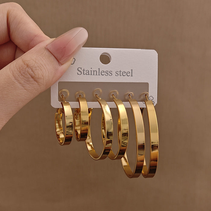 Wholesale Love pentagram earrings, exaggerated large earrings, high-end stainless steel earrings, gold-plated round earrings