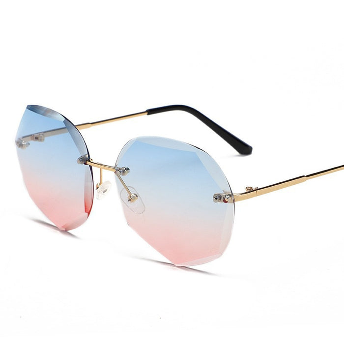 Wholesale Metal Frameless Polygon Women's PC Sunglasses JDC-SG-JinChu003