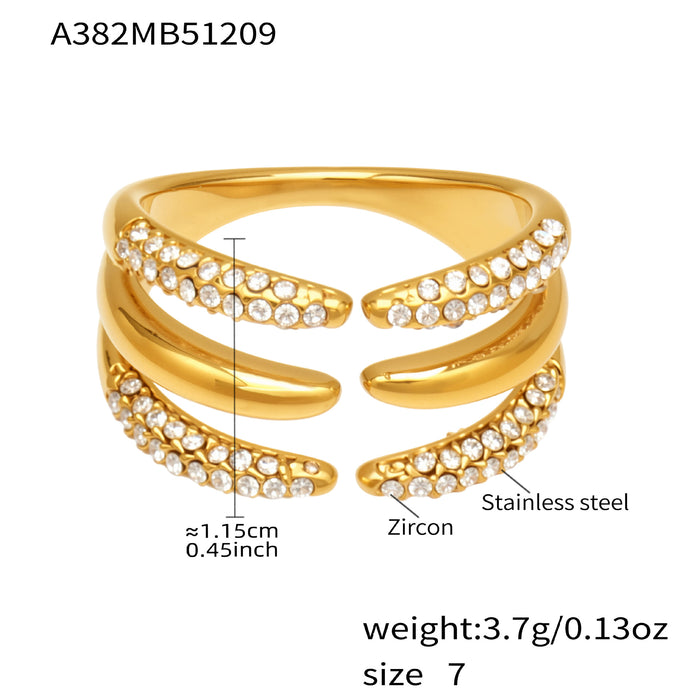 Wholesale Open Stainless Steel Ring with Fine Diamond Setting