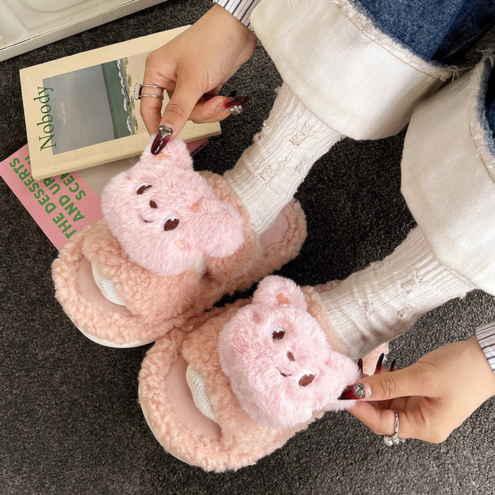 Wholesale Cotton Cartoon Cute Flat Furry Slippers JDC-SP-Lians005