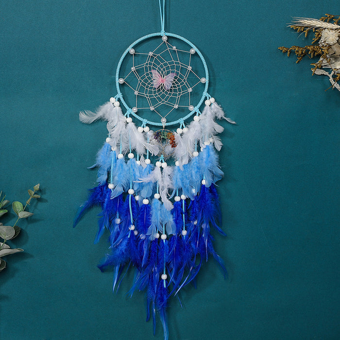 Wholesale Handmade Pearl Woven Four Color Butterfly Dream Catcher JDC-DC-ZH027