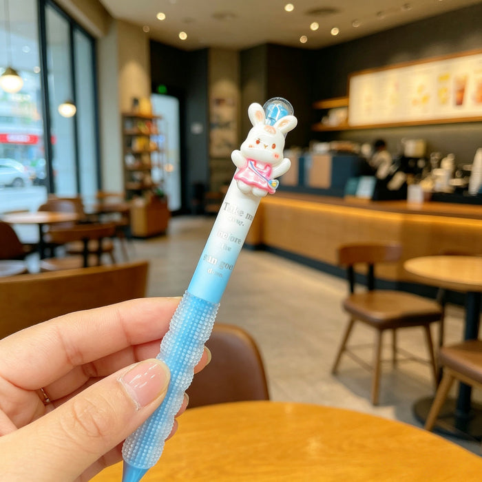 Wholesale Cute Rabbit Design Gel Pen with Plush Pendant Decorative Writing Accessory