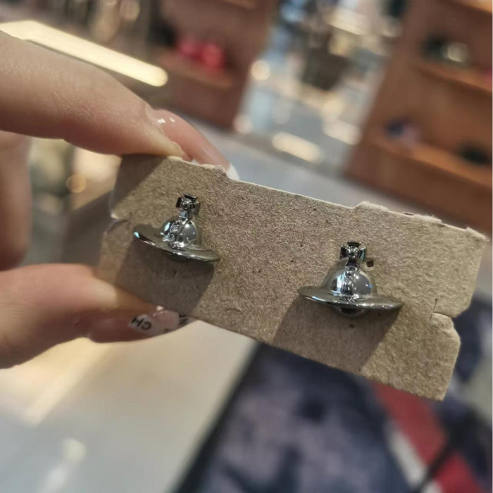 Wholesale Semi-Glossy Three-Dimensional Planet Saturn Punk Earrings