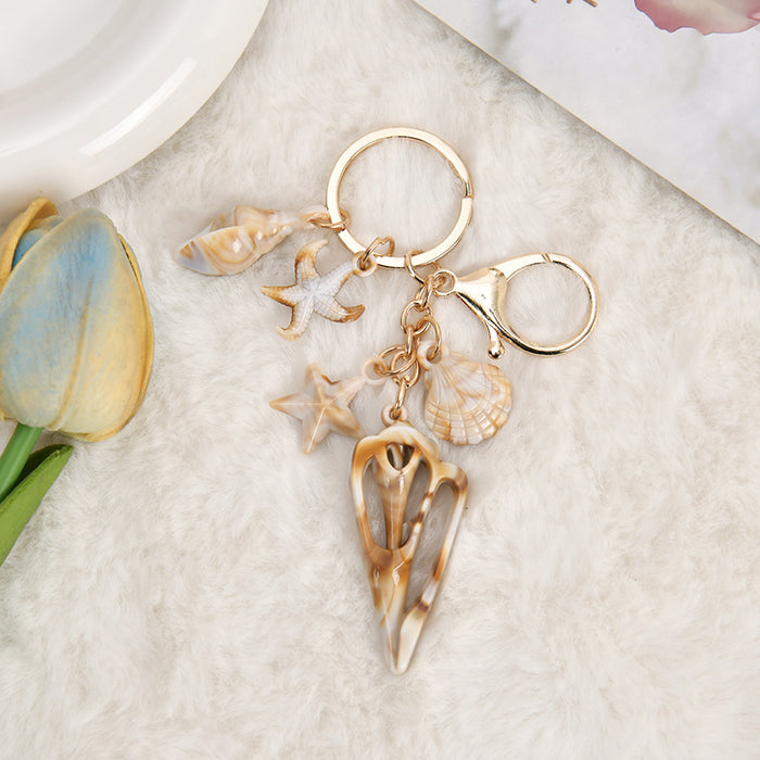 Wholesale Seaside Vacation Ocean Series Conch Starfish Pentagram Keychain