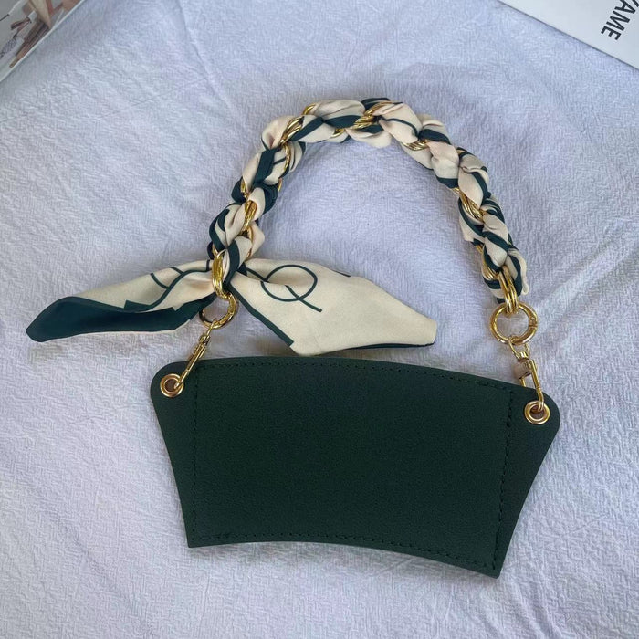 Wholesale  Acrylic Chain Portable Detachable Portable Coffee Cup Leather Heat Insulated