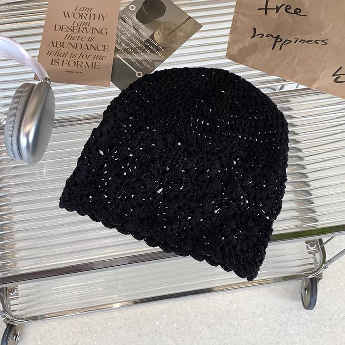 Wholesale Summer thin hollowed out handmade crochet knitted hat, fashionable women's summer thin toe cap