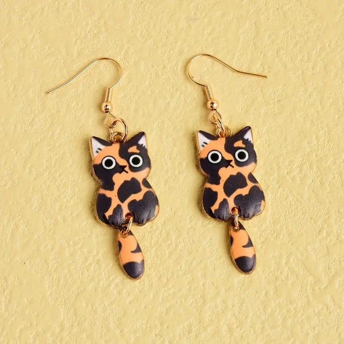 Wholesale Cartoon Cute Kitten Alloy Earrings JDC-ES-HaoH002