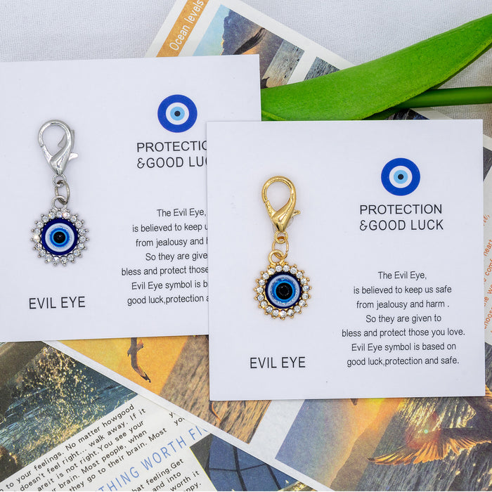 Wholesale Good Luck Card Diamond Devil's Eye Keychain Pendant