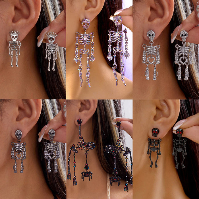 Wholesale Halloween Punk Skull Skeleton Earrings Party Jewelry Accessory