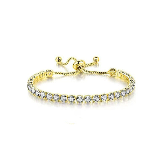 Wholesale Bracelet suit White Zircon Tennis Pull Bracelet Double Rows Diamond