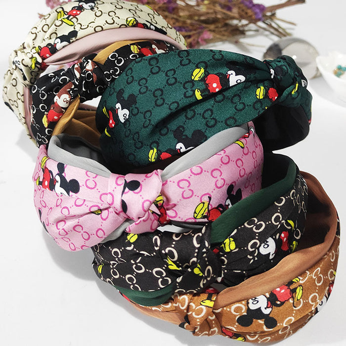 Wholesale New women's fabric headband hair accessory cartoon cute and versatile printed ponytail headband