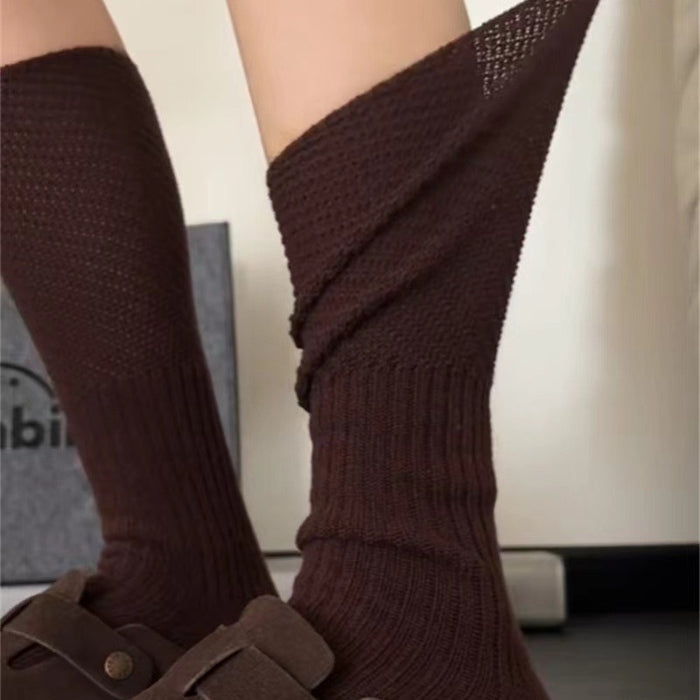 Wholesale Sock Splicing Breathable Stacking Socks Solid Color Cotton Socks Versatile Knitted Particle Leg Socks