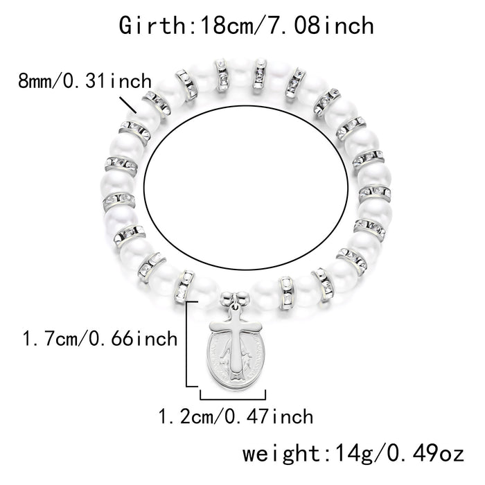 Wholesale Our Lady Cross Pearl Bracelet Gold Heart Imitation Pearl Bracelet