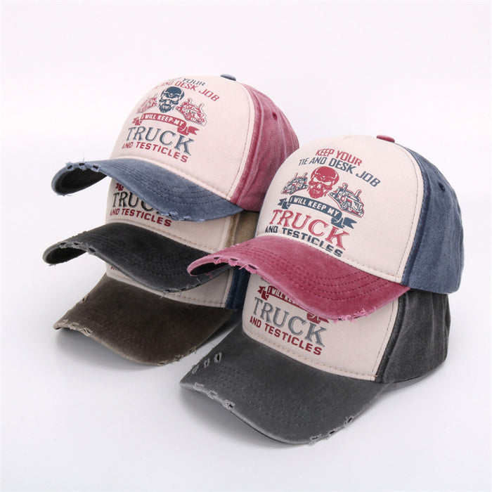 Wholesale Graffiti printed baseball cap, skull washed old cap, color blocked baseball cap, wide brimmed cap, curved brimmed duckbill cap