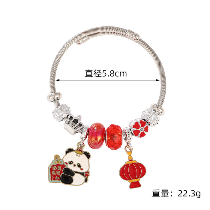 Wholesale Stainless Steel Panda Bracelet Travel Souvenir Fashion Accessory MOQ≥2