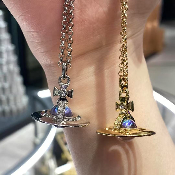 Wholesale Planet Necklace Women Gradient Color High Clavicle Chain Tide