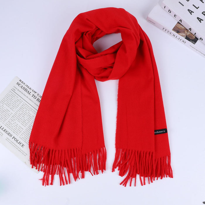 Wholesale Thick Imitation Cashmere Scarf Thorn Hair Scarf Soft and Warm Solid Color Scarf Women's Tassel Scarf Neck Shawl JDC-SF-MC004