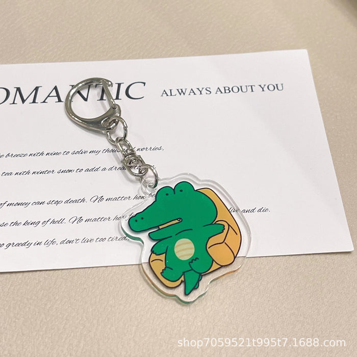 Wholesale Acrylic Keychain Double-sided Transparent Cartoon Animal Pendant Student Bag Children' s School Bag Accessories