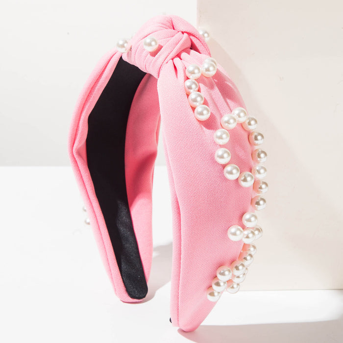 Wholesale Valentine' s Day pearl-embellished " LOVE"  letter knot headband