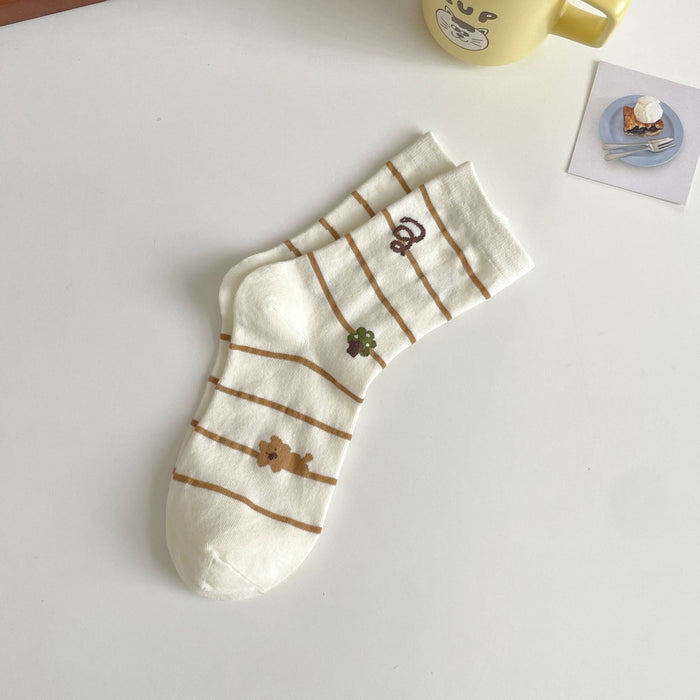 Wholesale Cartoon Socks Children's Middle Socks Cute College Style Bow Striped Long Socks