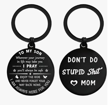 Wholesale Father's Day keychain stainless steel electroplating laser marking engraving