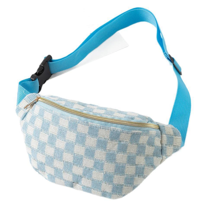 Wholesale Plaid Adjustable Storage Waist Bag,  Unisex Sports and Fitness Bag