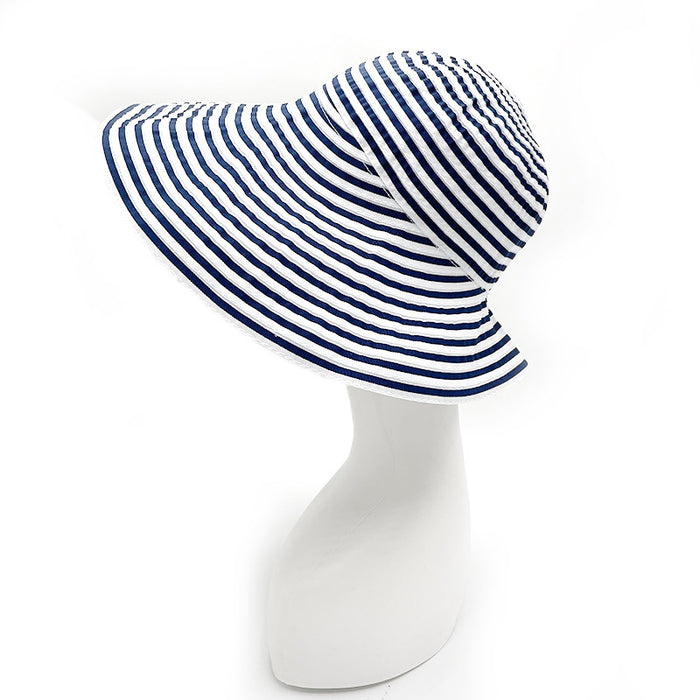 Wholesale Striped fisherman hat women summer sun hat retro fashion sun protection bucket hat