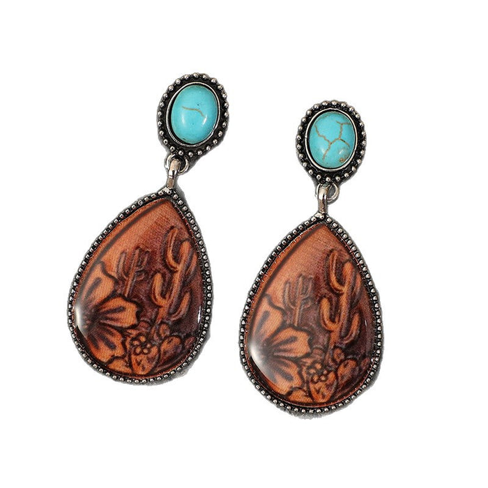 Wholesale Vintage Ethnic Drop Turquoise Alloy Earrings - Chic Boutique Resale MOQ≥2